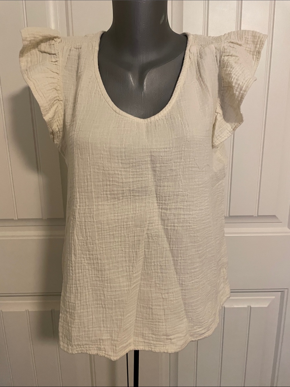 Wonderly Cream Ruffle Sleeve V-Neck Top